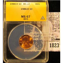 1823 . 1986 D Lincoln Cent ANACS slabbed MS67 Red