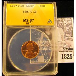 1825 . 1987 D Lincoln Cent ANACS slabbed MS67 Red