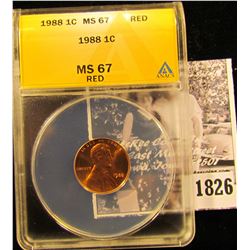1826 . 1988 P Lincoln Cent ANACS slabbed MS67 Red