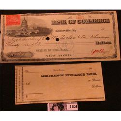 Lot 914 UNUSED BANK CHECK FROM THE MERCHANT'S EXCHANGE BANK FROM THE 1830'S. I AM ALSO INCLUDING A B