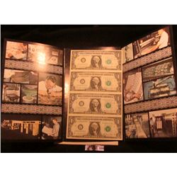 Lot 1856 Series 1981 Four Note Uncut Sheet of $1.00 Federal Reserve Notes. Crisp Unc
