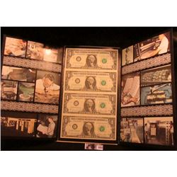 Lot 1857 Series 1981 Four Note Uncut Sheet of $1.00 Federal Reserve Notes. Crisp Unc