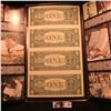 Image 2 : Lot 1857 Series 1981 Four Note Uncut Sheet of $1.00 Federal Reserve Notes. Crisp Unc