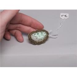 Chinese Jadeite Gilt Silver Brooch