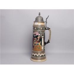 Large Old German Ceramic Stein