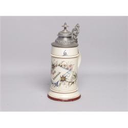 Old German Ceramic Stein  Indfented ED&C