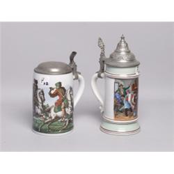 2 German Antique Porcelain Steins