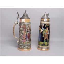 Two Large German Steins  West Germany