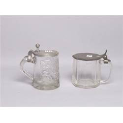 Two Antique Cut Glass Steins