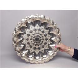 Art Nouveau Silver Plate Chased & Repoussed Serving Tray
