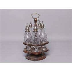 Georgian Sterling Silver & Wood Cruet Set