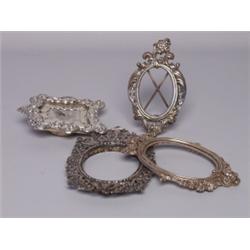 3 Old Silver Plate Mirror Frames