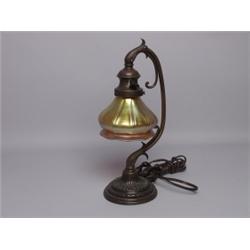 American Bronze Lamp with Quezal Shade