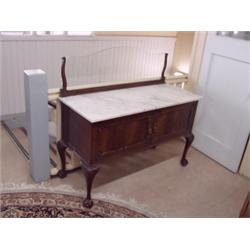 Antique Marble Top Mahogany Sideboard