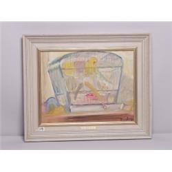 R.O. Dunlop RA Oil on Board  The Cage