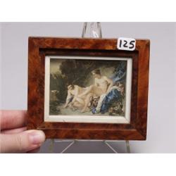 Diana At Her Bath Miniature Oil on Panel