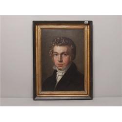 Antique Portrait on Wood Panel 