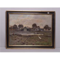 Continental Oil on Canvas  Farmyard 1932