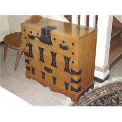 Antique Korena Iron Trimmed Storage Chest