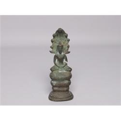 Cambodian Bronze Buddhist Figure