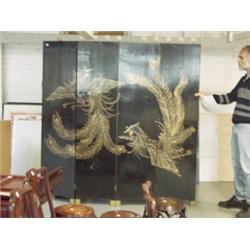 Oriental Four Folo Lacquer Screen