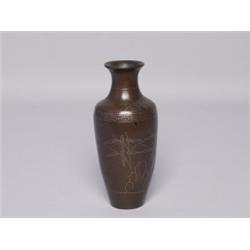 Antique Chinese Silver Inlaid Bronze Vase