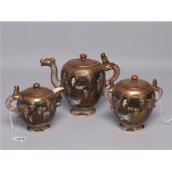 Antique Stasuma Red Mark 3 pce Tea Service