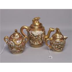 Antique Stasuma Black Mark 3 Pce Tea Service