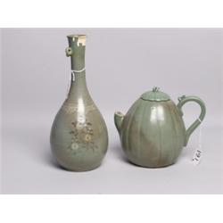 Antique Korean Ceramic Celadon Vase