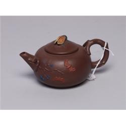 Antique Chinese Enamelled Ceramic Tea Pot