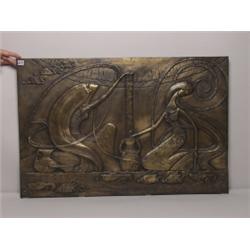 Bronze Plaque Two Women and Fish