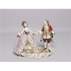 Antique Dresden Blue Underglaze Figural