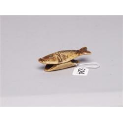 Old Carved Bone Toggle  Fish  Unsigned