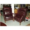 Image 1 : Pr Leather Upholstered Wing Back Chairs