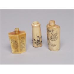 Three Chinese Ceramic Snuff Bottles