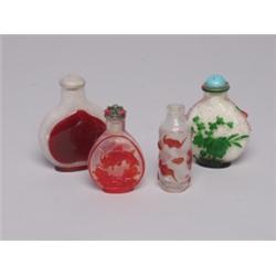Four Peking Glass Chinese Snuff Bottles