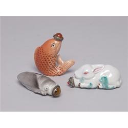 3 Porcelain Chinese Snuff Bottles 