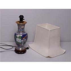 Chinese Cloissone Vase Lamp