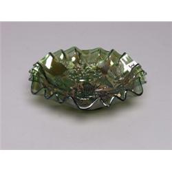 Millersburg Carnival Green Glass Flat Base Bowl