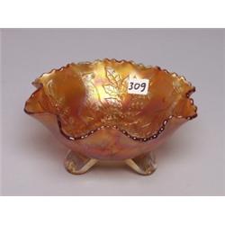 Fenton Carnival Glass Marigold Footed Bowl