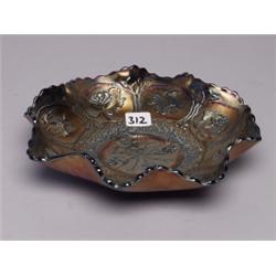 Fenton Carnival Glass Blue Flat Base Bowl