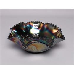 Australian Carnival Glass Amethst Magpie Bowl