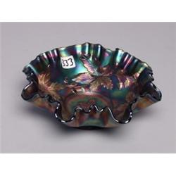 Fenton Carnival Glass Blue Flat Base Bowl