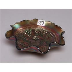 Carnival Glass Green Flat Base Bowl