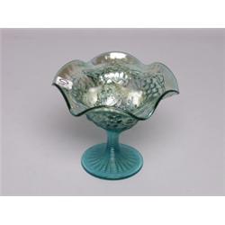 Inperial Carnival Glass Aqua Grape Compote