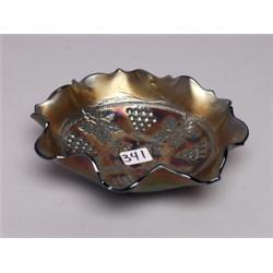 Carnival Glass Blue GFlat Base Bowl