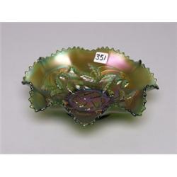 Northwood Green Carnival Glass Bowl