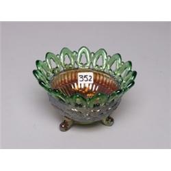 Northwood Green Carnival Glass Bowl