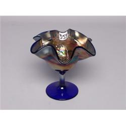 Fenton Carnival Glass Blue Compote