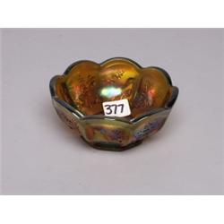 Northwood Green Carnival Glass Bowl